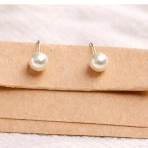 Vintage Classic Faux Pearl Screw Back Earrings Mid-Century Costume Jewelry
